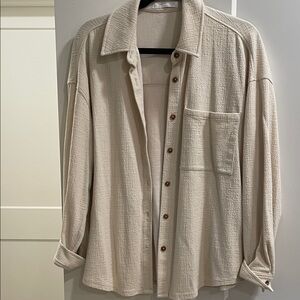 OAK + FORT 2 pack Beige  and Green Textured Button Down Shirt